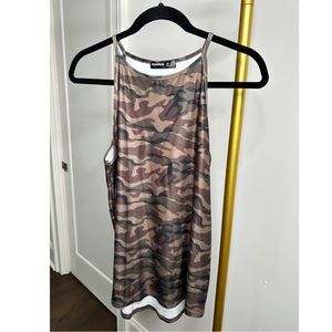 NEW Camouflage Camo Print Halter Neck Spaghtetti Strap High Low Tank Top XL